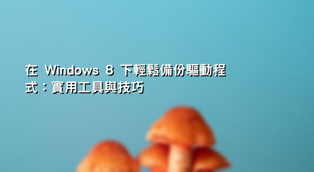 在 Windows 8 下輕鬆備份驅動程式：實用工具與技巧