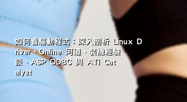 如何看驅動程式：深入剖析 Linux Driver、Online 河道、裝機經驗談、ASP ODBC 與 ATI Catalyst