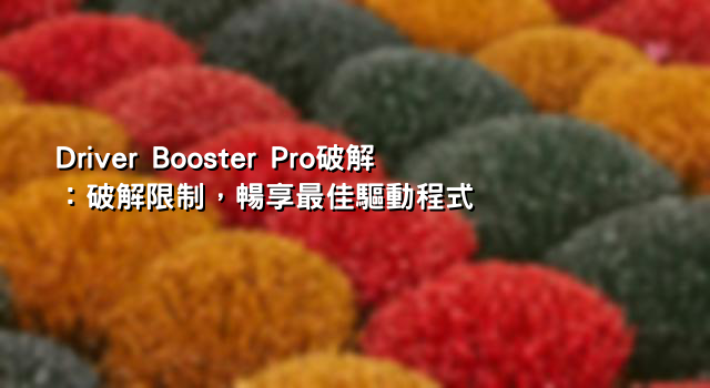 Driver Booster Pro破解：破解限制，暢享最佳驅動程式