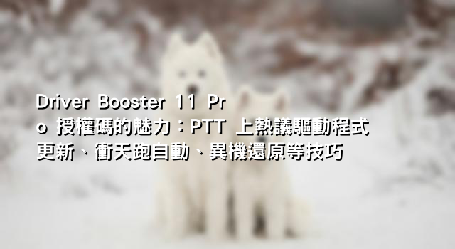 Driver Booster 11 Pro 授權碼的魅力：PTT 上熱議驅動程式更新、衝天跑自動、異機還原等技巧