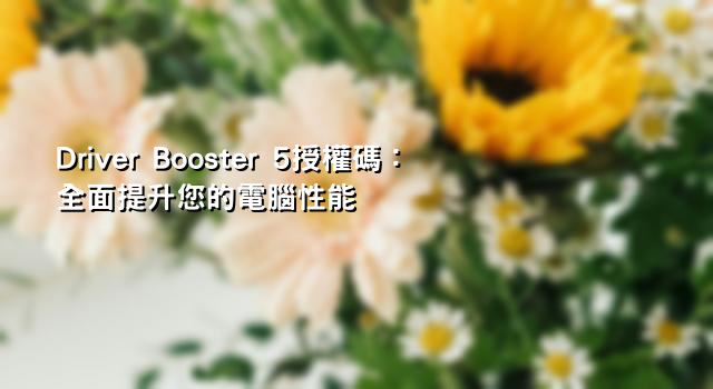 Driver Booster 5授權碼：全面提升您的電腦性能