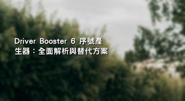 Driver Booster 6 序號產生器：全面解析與替代方案