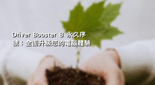 Driver Booster 8 永久序號：全面升級您的電腦體驗