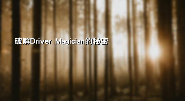 破解Driver Magician的秘密